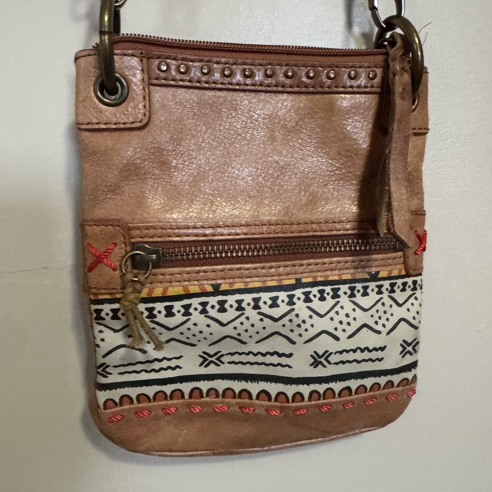 The Sak Tan Crossbody with Tribal Accent Panel